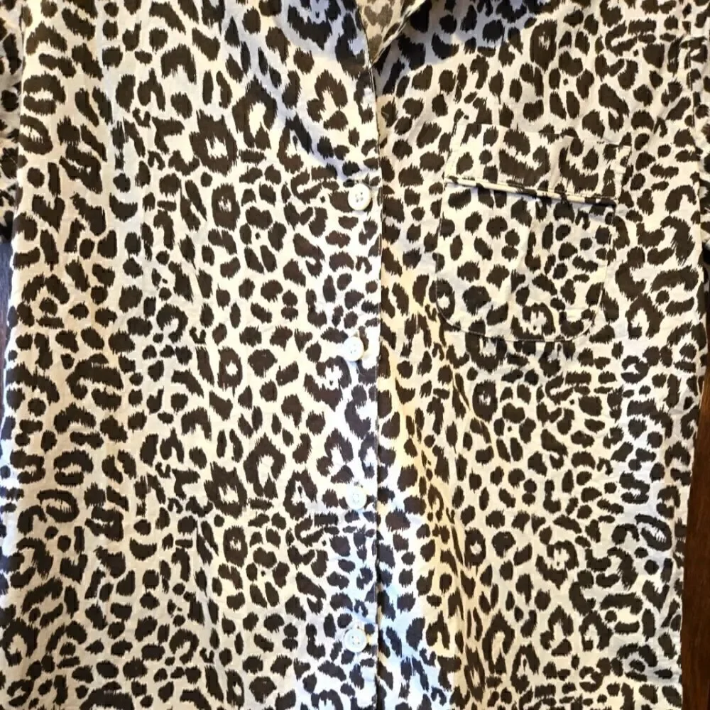 J Crew Animal Print Cotton Camp Shirt Sz XSMALL